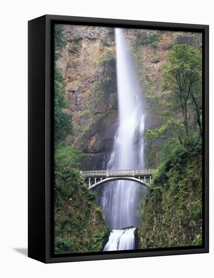 Bridge, Multnomah Falls, Columbia Gorge, Oregon, USA-Walter Bibikow-Framed Stretched Canvas