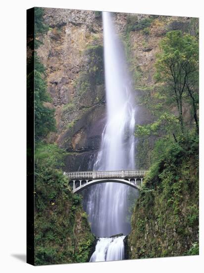 Bridge, Multnomah Falls, Columbia Gorge, Oregon, USA-Walter Bibikow-Stretched Canvas