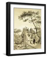 Bridge near Canton, Plate 30 from 'Sketches of China', engraved by Eugene Ciceri-Auguste Borget-Framed Giclee Print