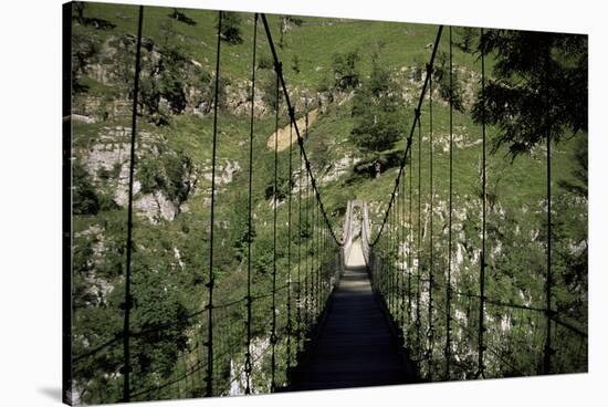 Bridge Near Larrau, Holzarte, Pays Basque, Pyrenees, Aquitaine, France-Nelly Boyd-Stretched Canvas