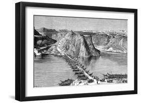 Bridge of Boats over the Indus at Khushalgarh, Pakistan, 1895-null-Framed Giclee Print