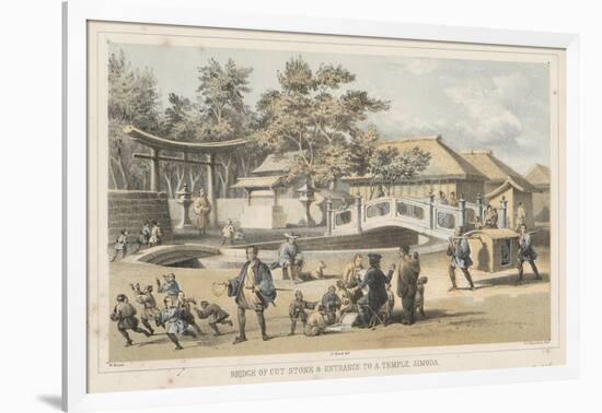 Bridge of Cut Stone and Entrance to a Temple, Simoda, 1855-Wilhelm Joseph Heine-Framed Giclee Print