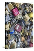 Bridge of love locks, Notre Dame, Paris, France-Jim Engelbrecht-Stretched Canvas