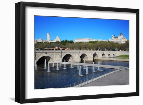 Bridge of Segovia, Fountains, Royal Palace and Cathedral of Nuestra Senora De La Almudena in Madrid-Paha_L-Framed Photographic Print