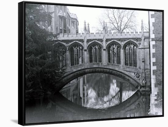 Bridge of Sighs, St. Johns College, Crossing the River Cam in Cambridge, March 1974-null-Framed Stretched Canvas