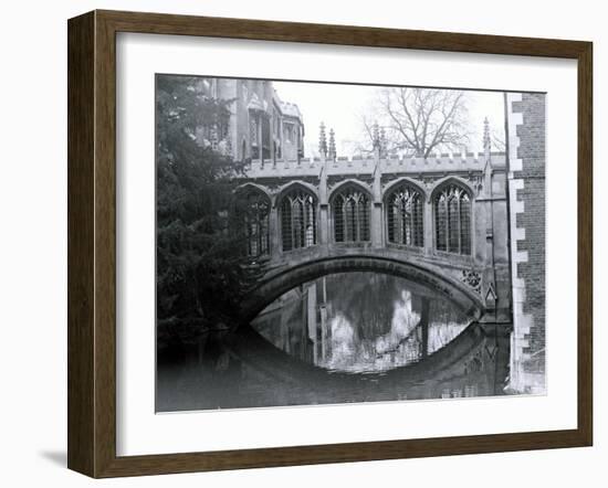 Bridge of Sighs, St. Johns College, Crossing the River Cam in Cambridge, March 1974-null-Framed Premium Photographic Print