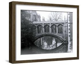 Bridge of Sighs, St. Johns College, Crossing the River Cam in Cambridge, March 1974-null-Framed Premium Photographic Print