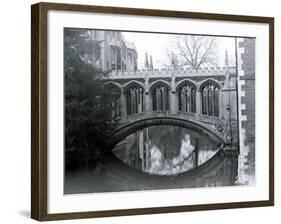 Bridge of Sighs, St. Johns College, Crossing the River Cam in Cambridge, March 1974-null-Framed Photographic Print