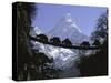 Bridge on Ama Dablam, Nepal-Michael Brown-Stretched Canvas