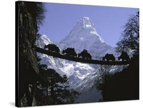 Bridge on Ama Dablam, Nepal-Michael Brown-Stretched Canvas