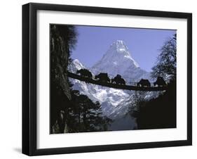 Bridge on Ama Dablam, Nepal-Michael Brown-Framed Premium Photographic Print