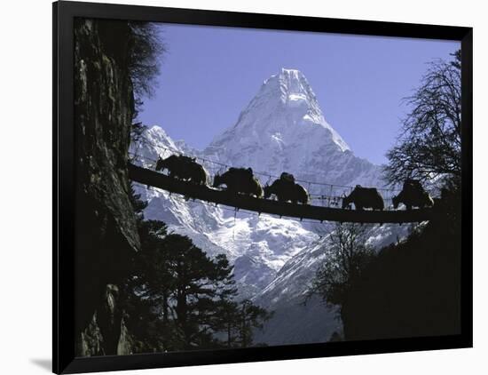 Bridge on Ama Dablam, Nepal-Michael Brown-Framed Premium Photographic Print