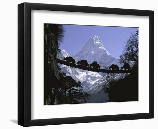 Bridge on Ama Dablam, Nepal-Michael Brown-Framed Photographic Print