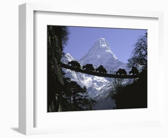 Bridge on Ama Dablam, Nepal-Michael Brown-Framed Photographic Print