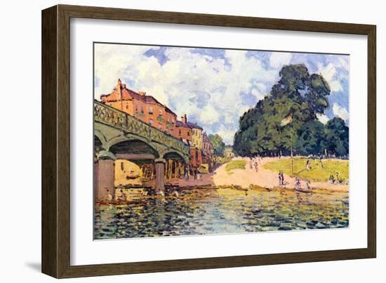 Bridge on Hampton Court-Alfred Sisley-Framed Art Print