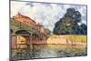 Bridge on Hampton Court-Alfred Sisley-Mounted Art Print