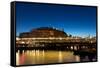 Bridge on the River in the Night Hamburg-Wlad74-Framed Stretched Canvas