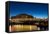 Bridge on the River in the Night Hamburg-Wlad74-Framed Stretched Canvas