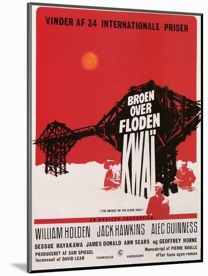 Bridge on the River Kwai, Danish Movie Poster, 1958-null-Mounted Art Print