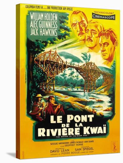 Bridge on the River Kwai, French Movie Poster, 1958-null-Stretched Canvas