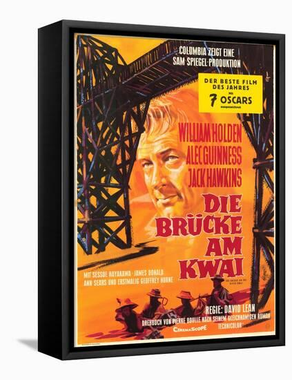 Bridge on the River Kwai, German Movie Poster, 1958-null-Framed Stretched Canvas