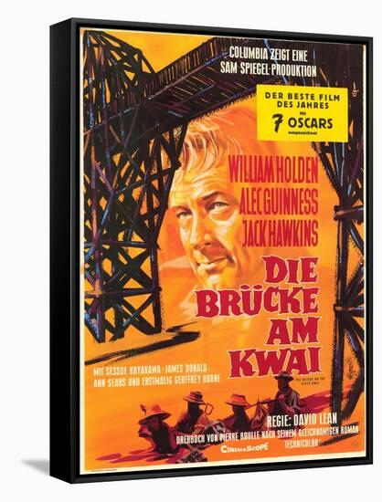 Bridge on the River Kwai, German Movie Poster, 1958-null-Framed Stretched Canvas