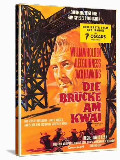 Bridge on the River Kwai, German Movie Poster, 1958-null-Stretched Canvas