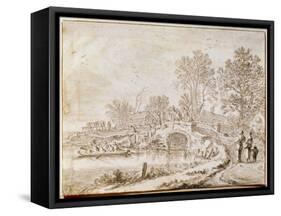 Bridge over a Channel (Month of Ma), 1656-Pieter Molijn-Framed Stretched Canvas