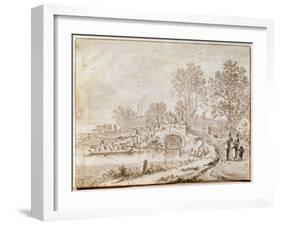 Bridge over a Channel (Month of Ma), 1656-Pieter Molijn-Framed Giclee Print