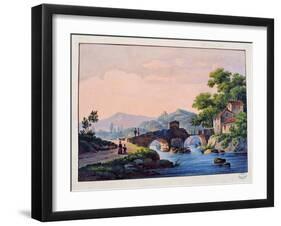 Bridge over a River, Italian Landscape-null-Framed Giclee Print