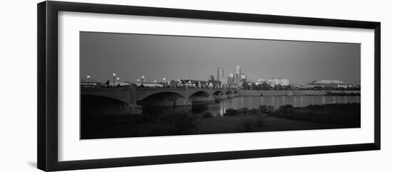 Bridge over a River with Skyscrapers in the Background, White River, Indianapolis, Indiana, USA-null-Framed Photographic Print