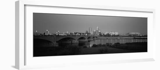 Bridge over a River with Skyscrapers in the Background, White River, Indianapolis, Indiana, USA-null-Framed Photographic Print