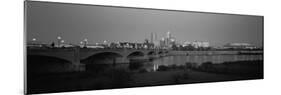 Bridge over a River with Skyscrapers in the Background, White River, Indianapolis, Indiana, USA-null-Mounted Photographic Print