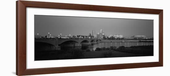 Bridge over a River with Skyscrapers in the Background, White River, Indianapolis, Indiana, USA-null-Framed Photographic Print