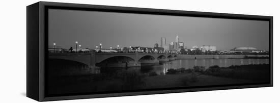 Bridge over a River with Skyscrapers in the Background, White River, Indianapolis, Indiana, USA-null-Framed Stretched Canvas