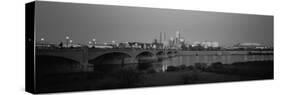 Bridge over a River with Skyscrapers in the Background, White River, Indianapolis, Indiana, USA-null-Stretched Canvas