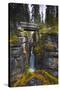 Bridge over a Waterfall with Rocks on Each Side-null-Stretched Canvas