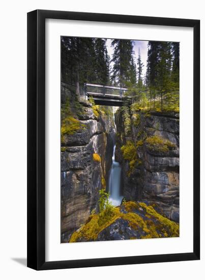 Bridge over a Waterfall with Rocks on Each Side-null-Framed Premium Photographic Print