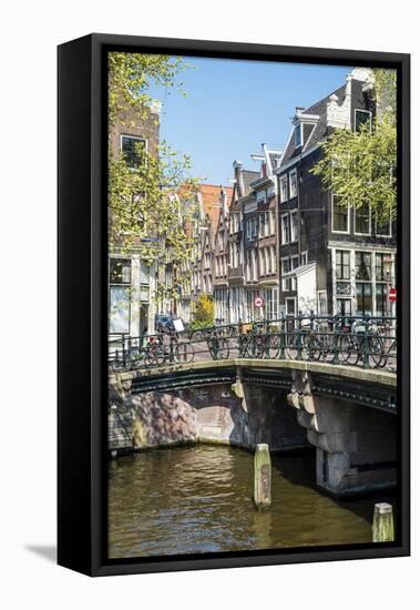 Bridge over Brouwersgracht, Amsterdam, Netherlands, Europe-Amanda Hall-Framed Stretched Canvas