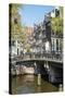 Bridge over Brouwersgracht, Amsterdam, Netherlands, Europe-Amanda Hall-Stretched Canvas