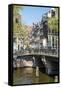 Bridge over Brouwersgracht, Amsterdam, Netherlands, Europe-Amanda Hall-Framed Stretched Canvas