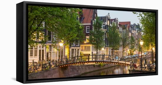 Bridge over Brouwersgracht in Western Grachtengordel Canal Ring at Dusk, Amsterdam-null-Framed Stretched Canvas