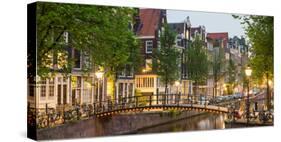 Bridge over Brouwersgracht in Western Grachtengordel Canal Ring at Dusk, Amsterdam-null-Stretched Canvas