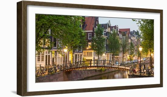 Bridge over Brouwersgracht in Western Grachtengordel Canal Ring at Dusk, Amsterdam-null-Framed Photographic Print