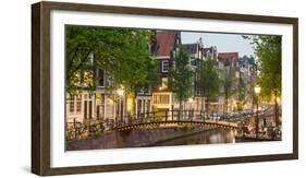 Bridge over Brouwersgracht in Western Grachtengordel Canal Ring at Dusk, Amsterdam-null-Framed Photographic Print