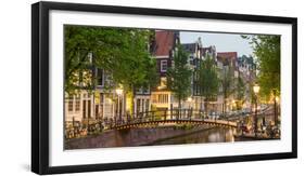 Bridge over Brouwersgracht in Western Grachtengordel Canal Ring at Dusk, Amsterdam-null-Framed Photographic Print