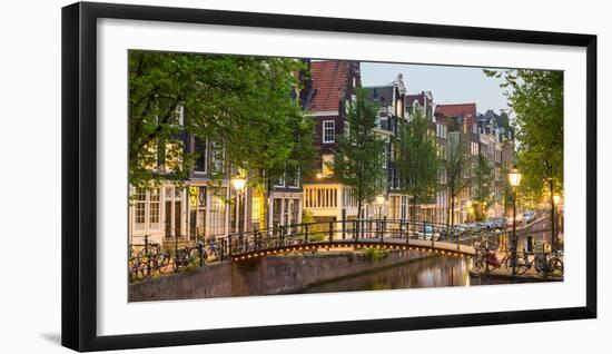 Bridge over Brouwersgracht in Western Grachtengordel Canal Ring at Dusk, Amsterdam-null-Framed Photographic Print