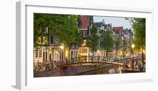 Bridge over Brouwersgracht in Western Grachtengordel Canal Ring at Dusk, Amsterdam-null-Framed Photographic Print