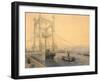 Bridge over Danube River in Budapest, Hungary 19th Century Watercolour-null-Framed Giclee Print