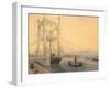 Bridge over Danube River in Budapest, Hungary 19th Century Watercolour-null-Framed Giclee Print